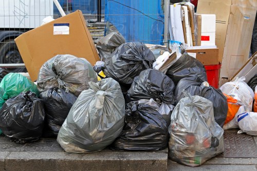 Construction site with organized waste clearance